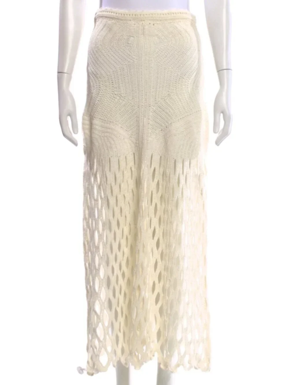 NWOT ULLA JOHNSON Lace Crochet Kalista Midi Skirt in Cowrie M/L $1,850